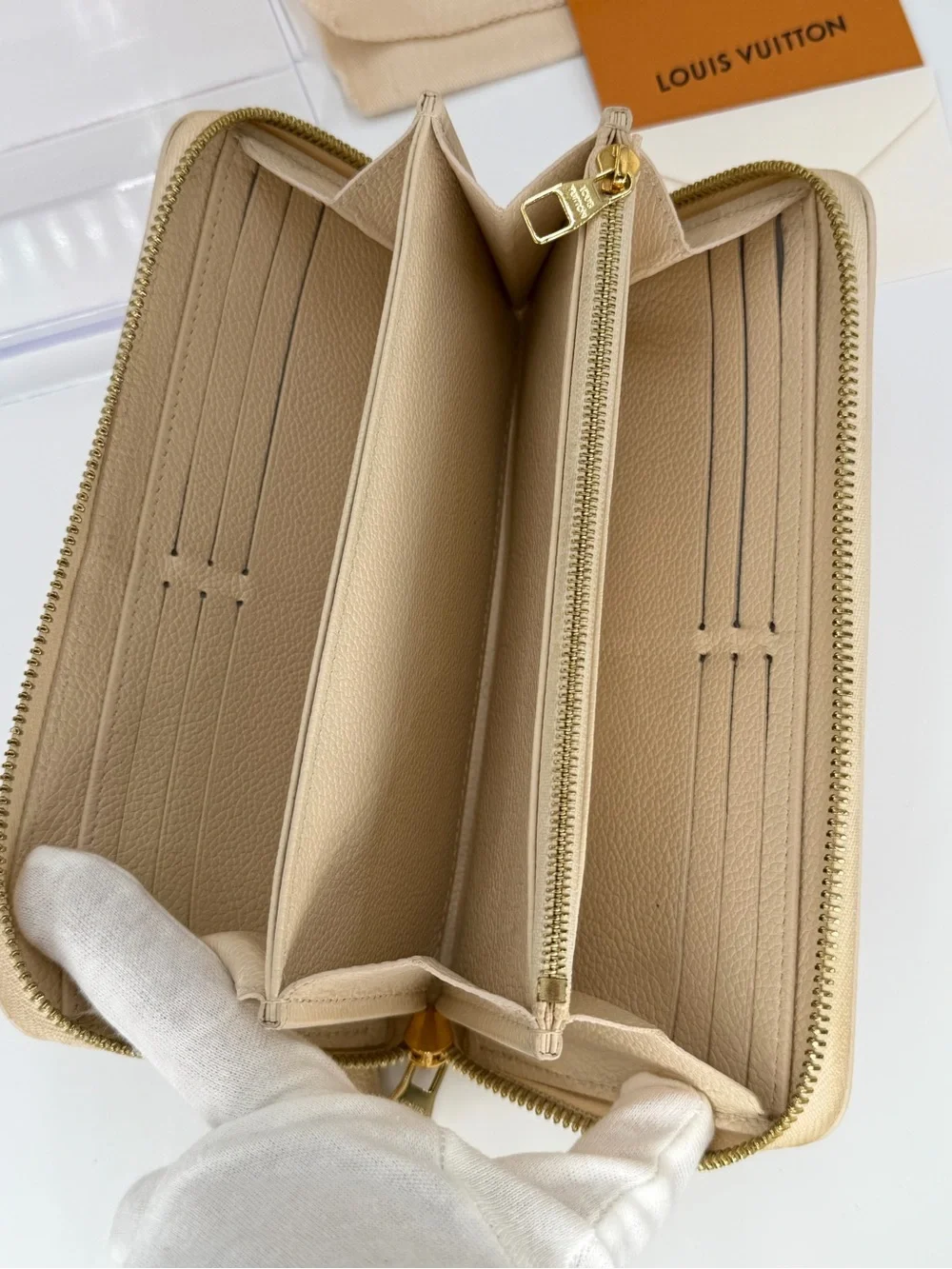 LV Cream & Pink Giant Empriente Monogram Zippy Wallet Full Set w/Entrupy COA - Picture 4 of 12